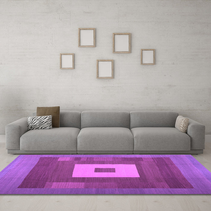 Machine Washable Abstract Purple Contemporary Area Rugs in a Living Room, wshcon1701pur