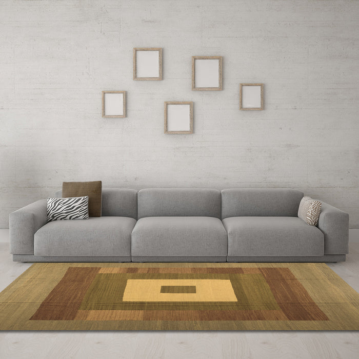 Machine Washable Abstract Brown Contemporary Rug in a Living Room,, wshcon1701brn