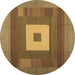 Round Abstract Brown Contemporary Rug, con1701brn