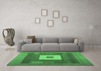 Machine Washable Abstract Emerald Green Contemporary Rug, wshcon1701emgrn