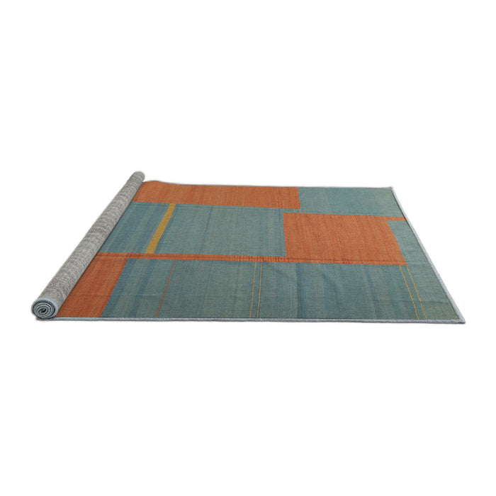 Serging Thickness of Machine Washable Contemporary Cadet Blue Green Rug, wshcon1702