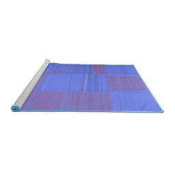 Sideview of Machine Washable Abstract Blue Contemporary Rug, wshcon1702blu