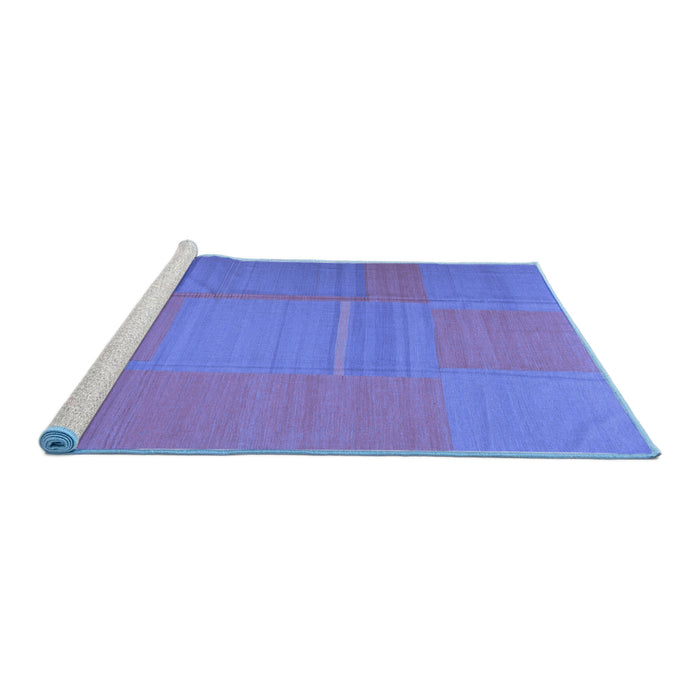 Sideview of Machine Washable Abstract Blue Contemporary Rug, wshcon1702blu