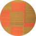 Square Abstract Orange Contemporary Rug, con1702org