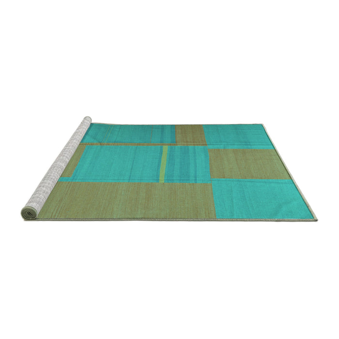 Sideview of Machine Washable Abstract Turquoise Contemporary Area Rugs, wshcon1702turq