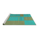 Sideview of Machine Washable Abstract Turquoise Contemporary Area Rugs, wshcon1702turq