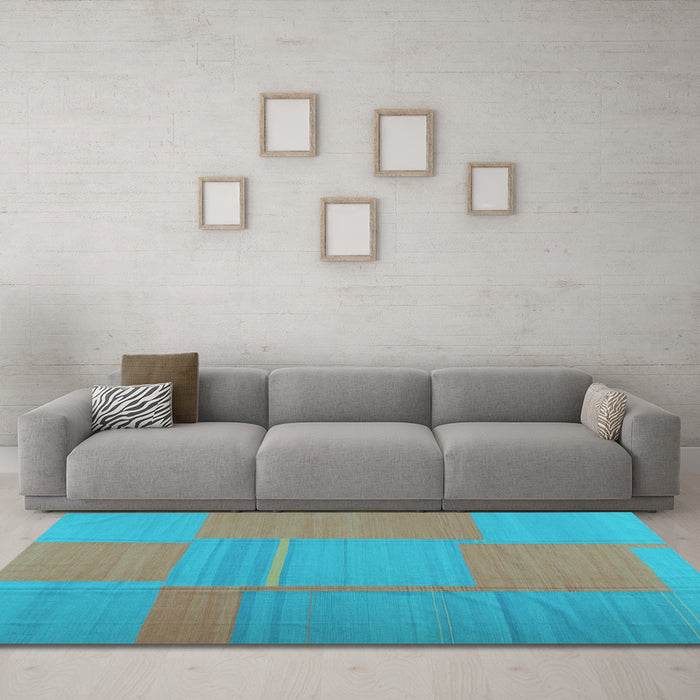 Machine Washable Abstract Light Blue Contemporary Rug in a Living Room, wshcon1702lblu