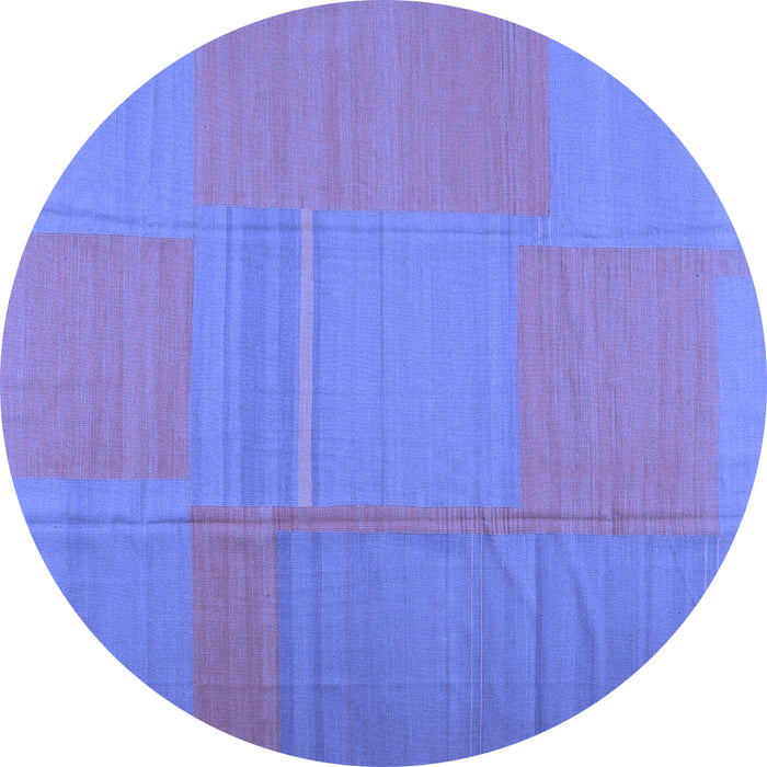 Round Abstract Blue Contemporary Rug, con1702blu