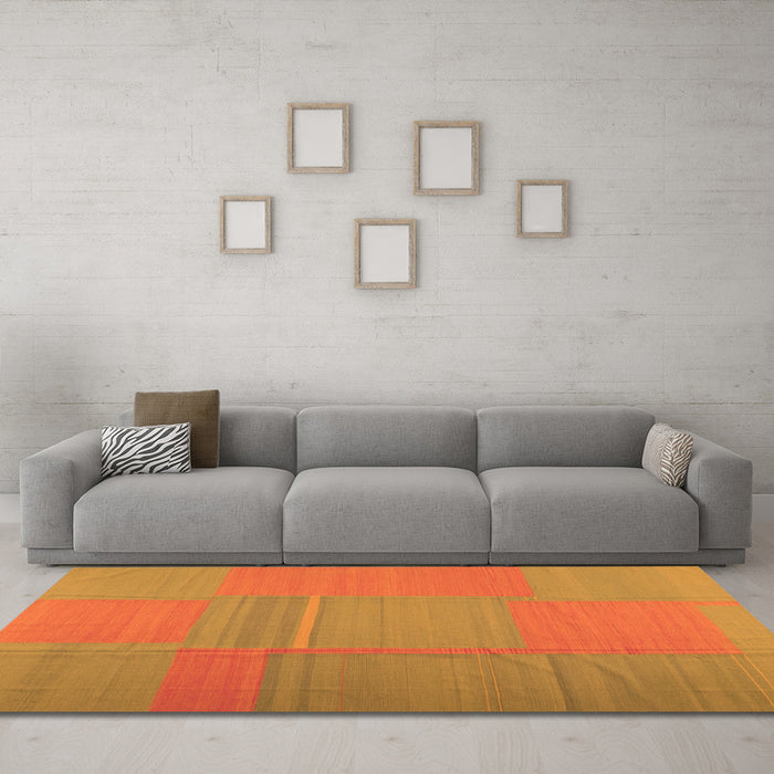 Machine Washable Abstract Orange Contemporary Area Rugs in a Living Room, wshcon1702org