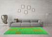 Machine Washable Abstract Green Contemporary Area Rugs in a Living Room,, wshcon1702grn