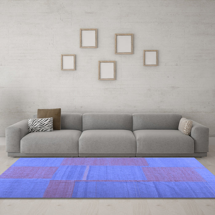 Machine Washable Abstract Blue Contemporary Rug in a Living Room, wshcon1702blu