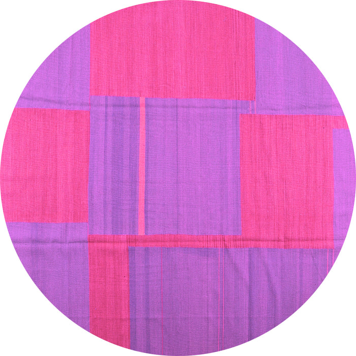 Round Machine Washable Abstract Pink Contemporary Rug, wshcon1702pnk