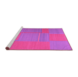 Sideview of Machine Washable Abstract Pink Contemporary Rug, wshcon1702pnk