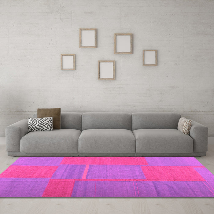 Machine Washable Abstract Pink Contemporary Rug in a Living Room, wshcon1702pnk