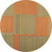 Round Abstract Brown Contemporary Rug, con1702brn