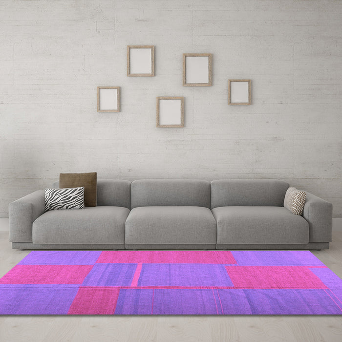 Machine Washable Abstract Purple Contemporary Area Rugs in a Living Room, wshcon1702pur