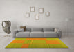 Machine Washable Abstract Yellow Contemporary Rug in a Living Room, wshcon1702yw