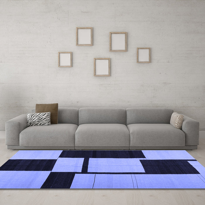Machine Washable Abstract Blue Contemporary Rug in a Living Room, wshcon1703blu