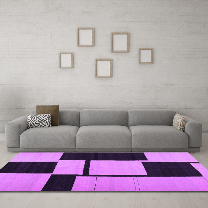 Machine Washable Abstract Purple Contemporary Area Rugs in a Living Room, wshcon1703pur