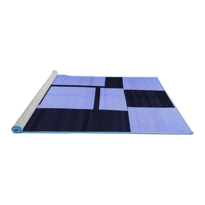 Sideview of Machine Washable Abstract Blue Contemporary Rug, wshcon1703blu