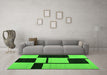 Machine Washable Abstract Green Contemporary Area Rugs in a Living Room,, wshcon1703grn