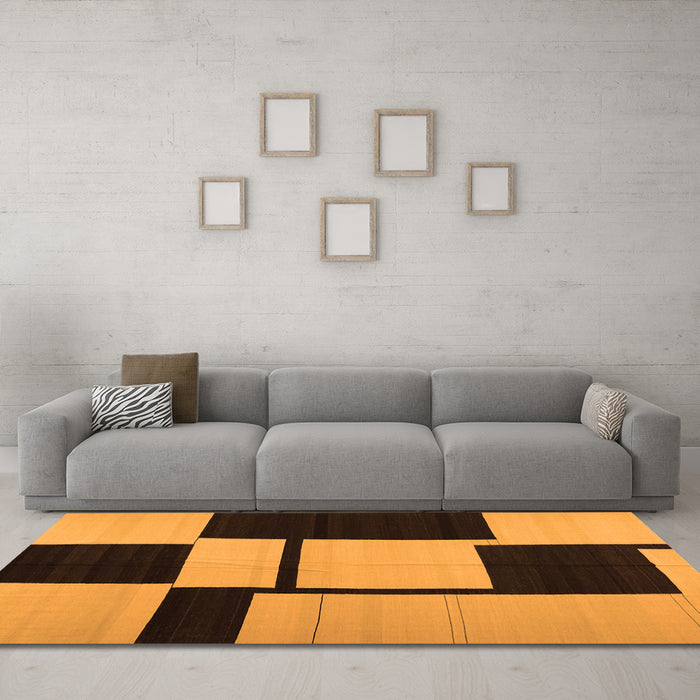 Machine Washable Abstract Orange Contemporary Area Rugs in a Living Room, wshcon1703org