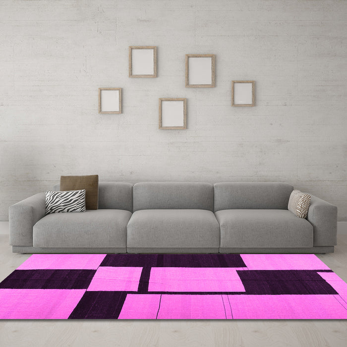 Machine Washable Abstract Pink Contemporary Rug in a Living Room, wshcon1703pnk