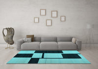 Machine Washable Abstract Light Blue Contemporary Rug, wshcon1703lblu