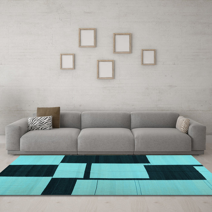 Machine Washable Abstract Light Blue Contemporary Rug in a Living Room, wshcon1703lblu