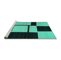 Sideview of Machine Washable Abstract Turquoise Contemporary Area Rugs, wshcon1703turq