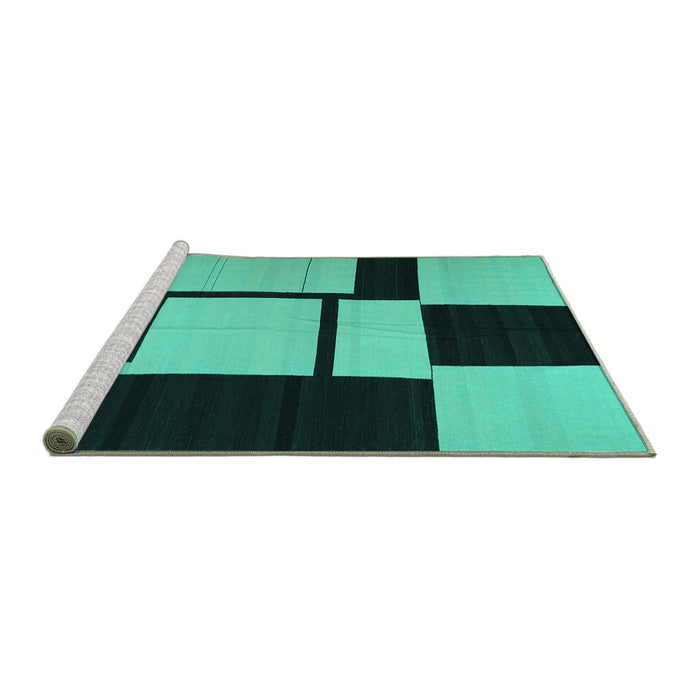 Sideview of Machine Washable Abstract Turquoise Contemporary Area Rugs, wshcon1703turq