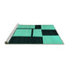 Sideview of Machine Washable Abstract Turquoise Contemporary Area Rugs, wshcon1703turq