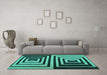 Machine Washable Abstract Turquoise Contemporary Area Rugs in a Living Room,, wshcon1704turq