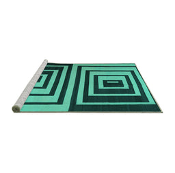 Sideview of Machine Washable Abstract Turquoise Contemporary Area Rugs, wshcon1704turq