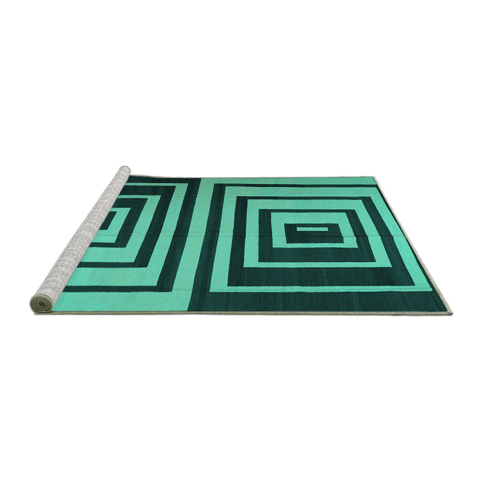 Sideview of Machine Washable Abstract Turquoise Contemporary Area Rugs, wshcon1704turq