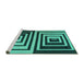 Sideview of Machine Washable Abstract Turquoise Contemporary Area Rugs, wshcon1704turq