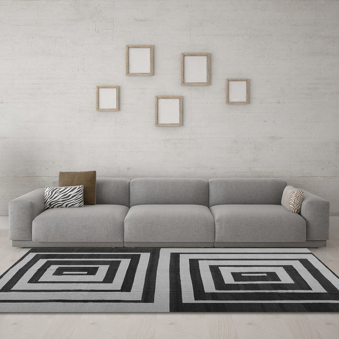 Machine Washable Abstract Gray Contemporary Rug in a Living Room,, wshcon1704gry