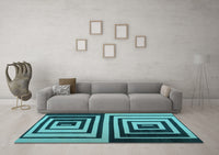 Machine Washable Abstract Light Blue Contemporary Rug, wshcon1704lblu