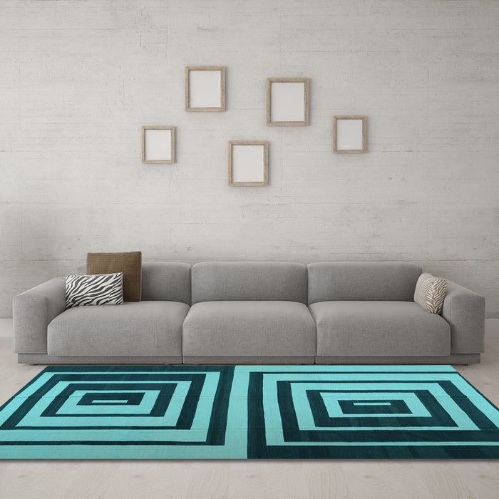 Machine Washable Abstract Light Blue Contemporary Rug in a Living Room, wshcon1704lblu
