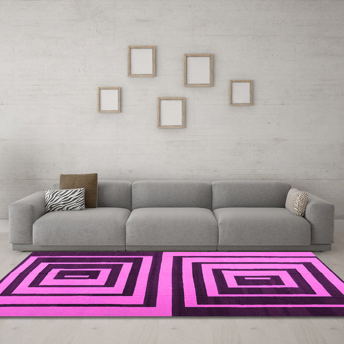 Machine Washable Abstract Pink Contemporary Rug in a Living Room, wshcon1704pnk