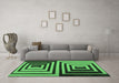 Machine Washable Abstract Emerald Green Contemporary Area Rugs in a Living Room,, wshcon1704emgrn