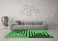 Machine Washable Abstract Emerald Green Contemporary Rug, wshcon1704emgrn