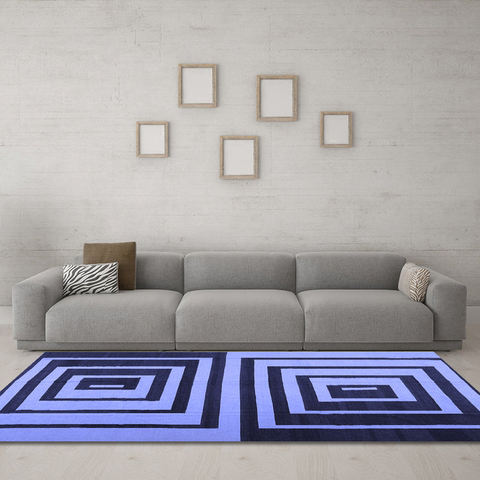 Machine Washable Abstract Blue Contemporary Rug in a Living Room, wshcon1704blu