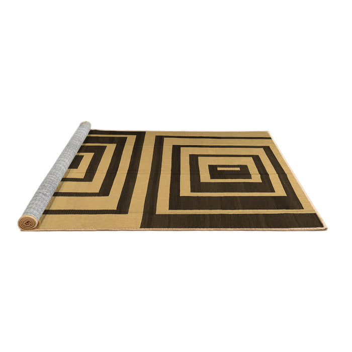 Sideview of Machine Washable Abstract Brown Contemporary Rug, wshcon1704brn