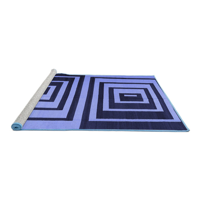 Sideview of Machine Washable Abstract Blue Contemporary Rug, wshcon1704blu