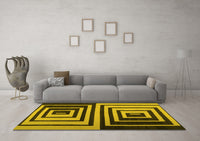 Machine Washable Abstract Yellow Contemporary Rug, wshcon1704yw