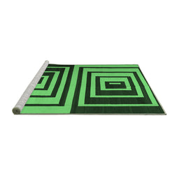 Sideview of Machine Washable Abstract Emerald Green Contemporary Area Rugs, wshcon1704emgrn