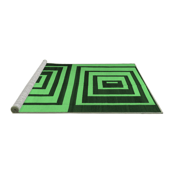 Sideview of Machine Washable Abstract Emerald Green Contemporary Area Rugs, wshcon1704emgrn