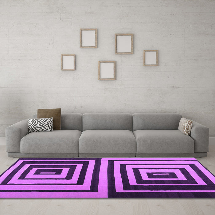 Machine Washable Abstract Purple Contemporary Area Rugs in a Living Room, wshcon1704pur