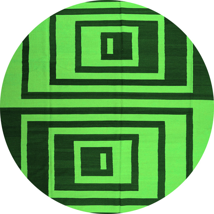 Square Abstract Green Contemporary Rug, con1704grn